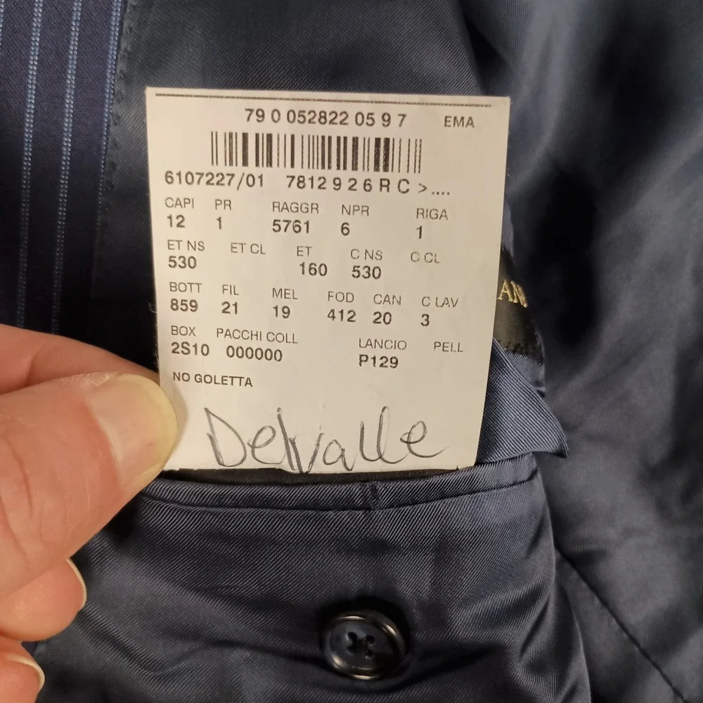 CORNELIANI Mantua Suit Super 130's 42R 36W Virgin Wool Navy Blue Pinstripe - Picture 11 of 16